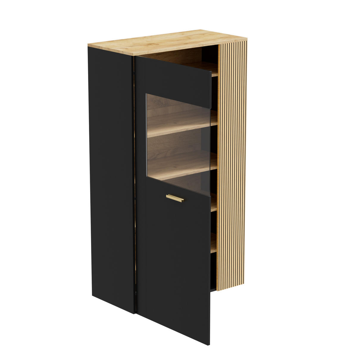 SIDEBOARD LED Glas Türen - Naturfarben, Holzwerkstoff (80/146/40cm) - Fortuna Lai