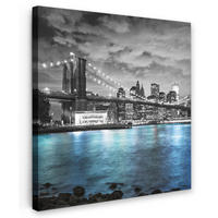 LEINWANDBILD New York - Skyline - Stadt - Blau 20x20 cm - Blaugrau, Textil (20/20cm) - MuchoWow