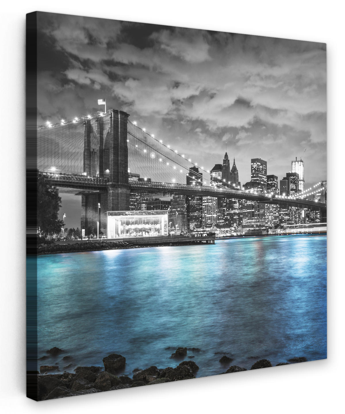 LEINWANDBILD New York - Skyline - Stadt - Blau 20x20 cm - Blaugrau, Textil (20/20cm) - MuchoWow