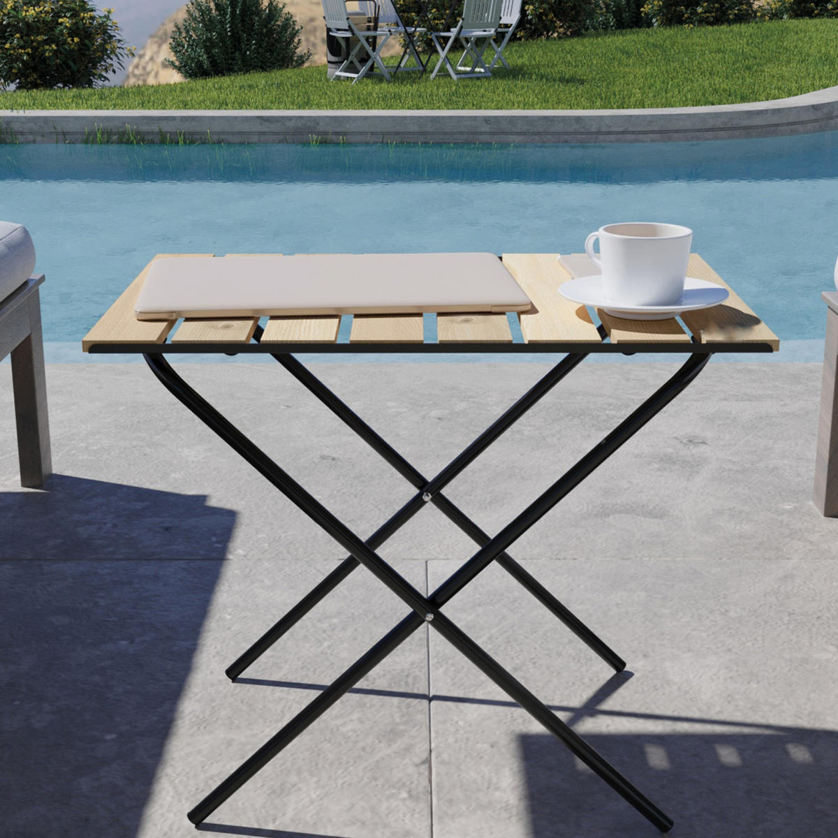 KLAPPTISCH Cavallino - Naturfarben, Holz/Metall (40/60/57cm) - [en.casa]