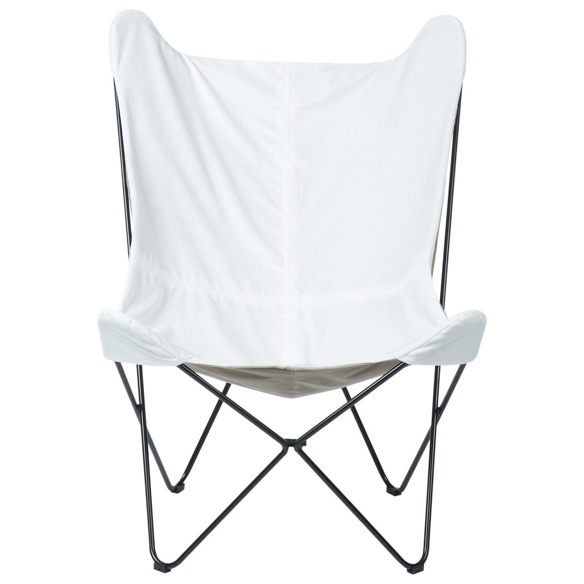 SCHMETTERLINGSSESSEL Samtstoff Weiß Nybro - Weiß, Textil/Metall (70/99/85cm) - Beliani