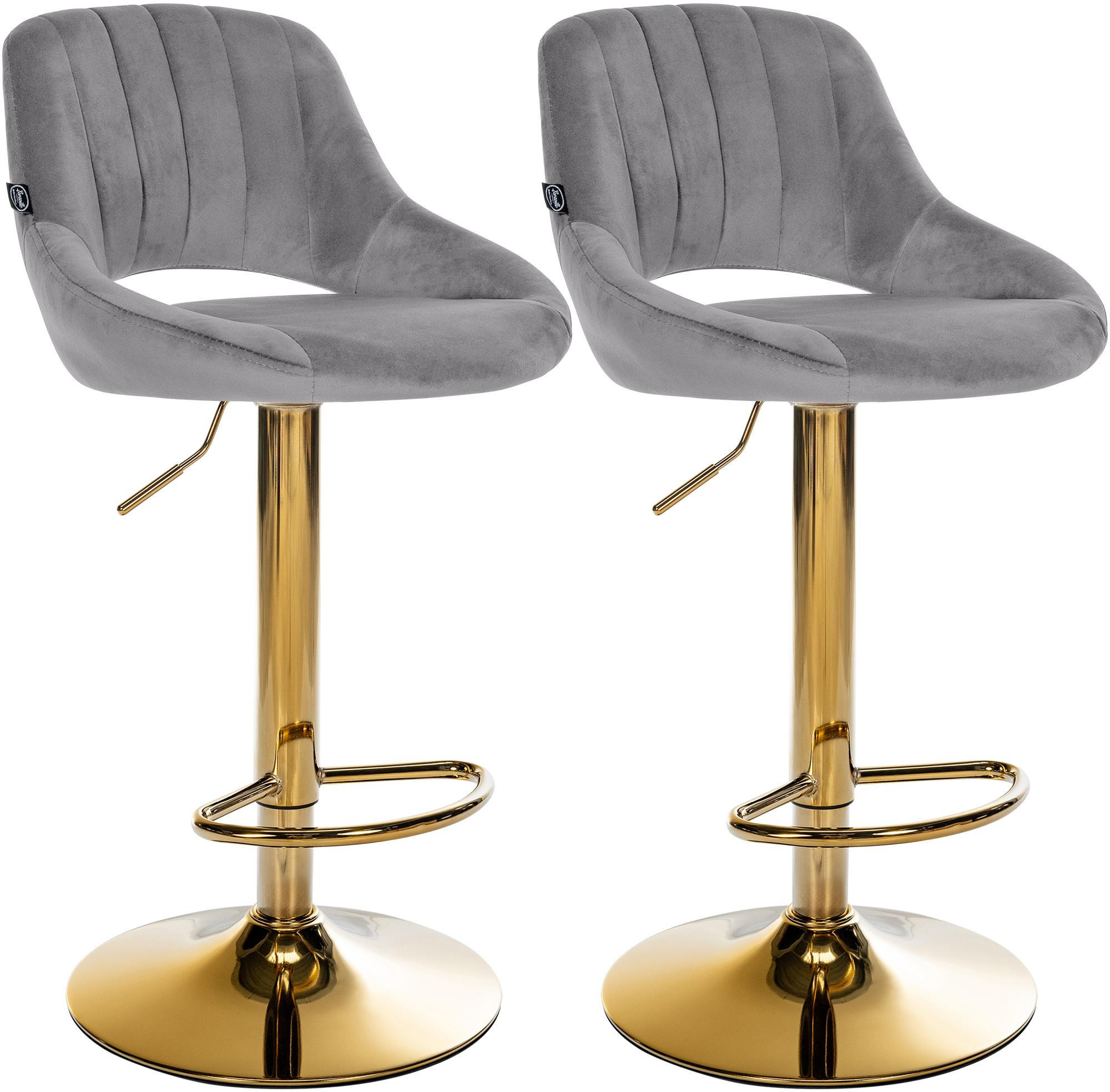 BARHOCKER 2 Samt Dunkelgrau - Dunkelgrau, Textil (47/85/48cm) - CLP