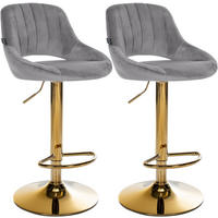 BARHOCKER 2 Samt Dunkelgrau - Dunkelgrau, Textil (47/85/48cm) - CLP