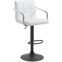 BARHOCKER Lederlook weiß - Schwarz/Weiß, Textil/Metall (54/91/46cm) - CLP