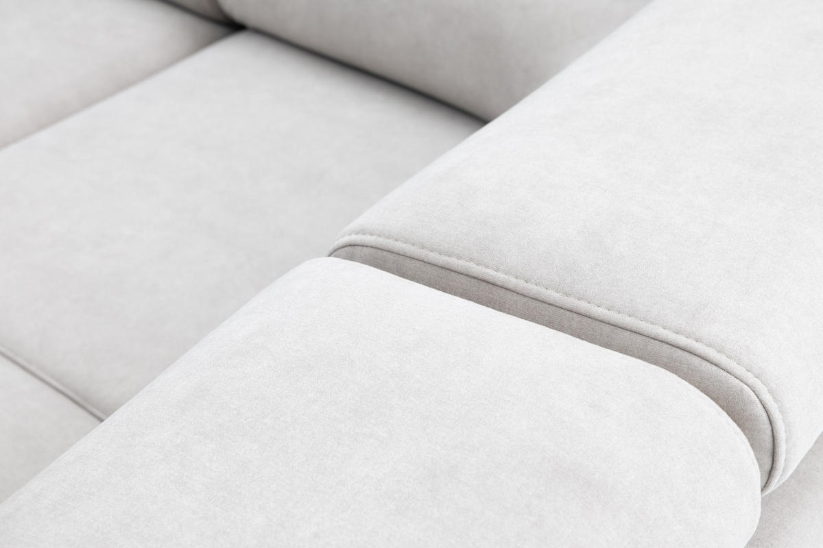 ECKSOFA U-Form PRIAM U Rechts mit Schlaffunktion 126x270 Velours Cream - Creme/Schwarz, Holz/Textil (350/91/203cm) - Muffo