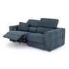 SOFA QUARTZ 3-Sitzer mit 1 Relaxfunktion, blau - Blau/Silberfarben, Holzwerkstoff/Textil (204/80/102cm) - Courtois Laville