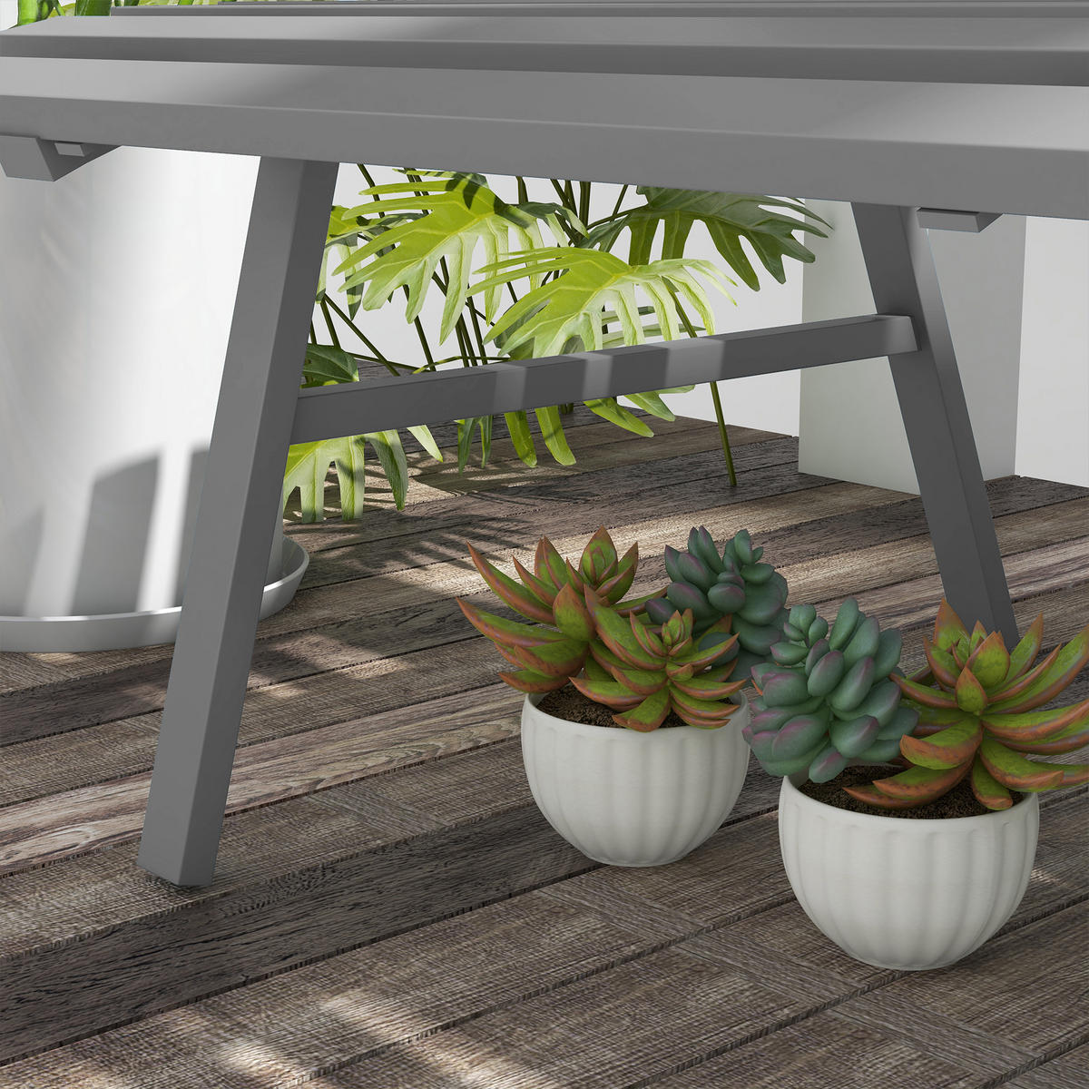 GARTENBANK 123x67x79 cm Alu grau - Grau, Metall (123/79/67cm) - LEBENLANG