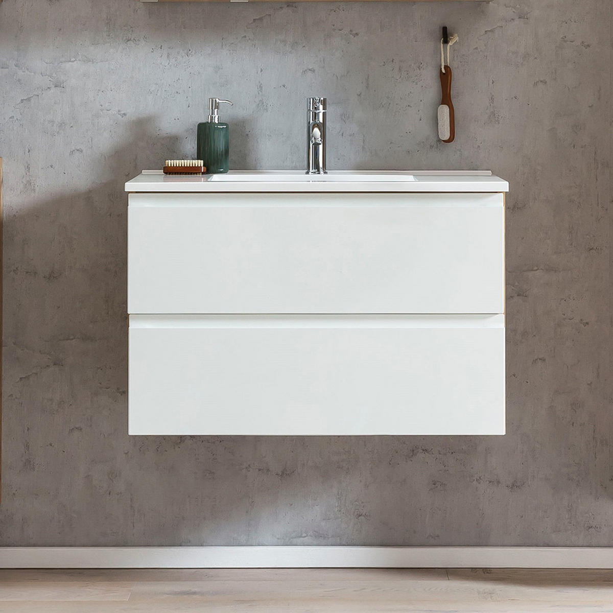 WASCHTISCH Vasto-03 - Weiß/Braun, Holzwerkstoff (80/56/47cm) - Lomado