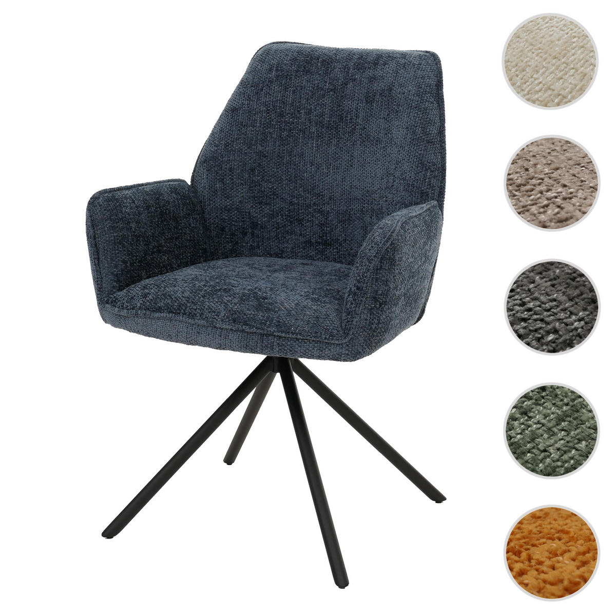 ESSZIMMERSTUHL Blau, Schwarz - Blau/Schwarz, Textil (60/86/60cm) - MCW