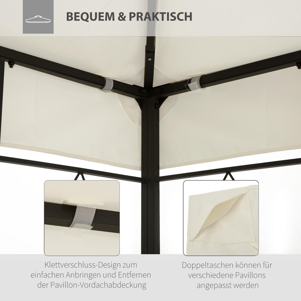 PAVILLON ERSATZDACH 4x3 m cremeweiß - Creme, Textil (300/20/400cm) - LEBENLANG