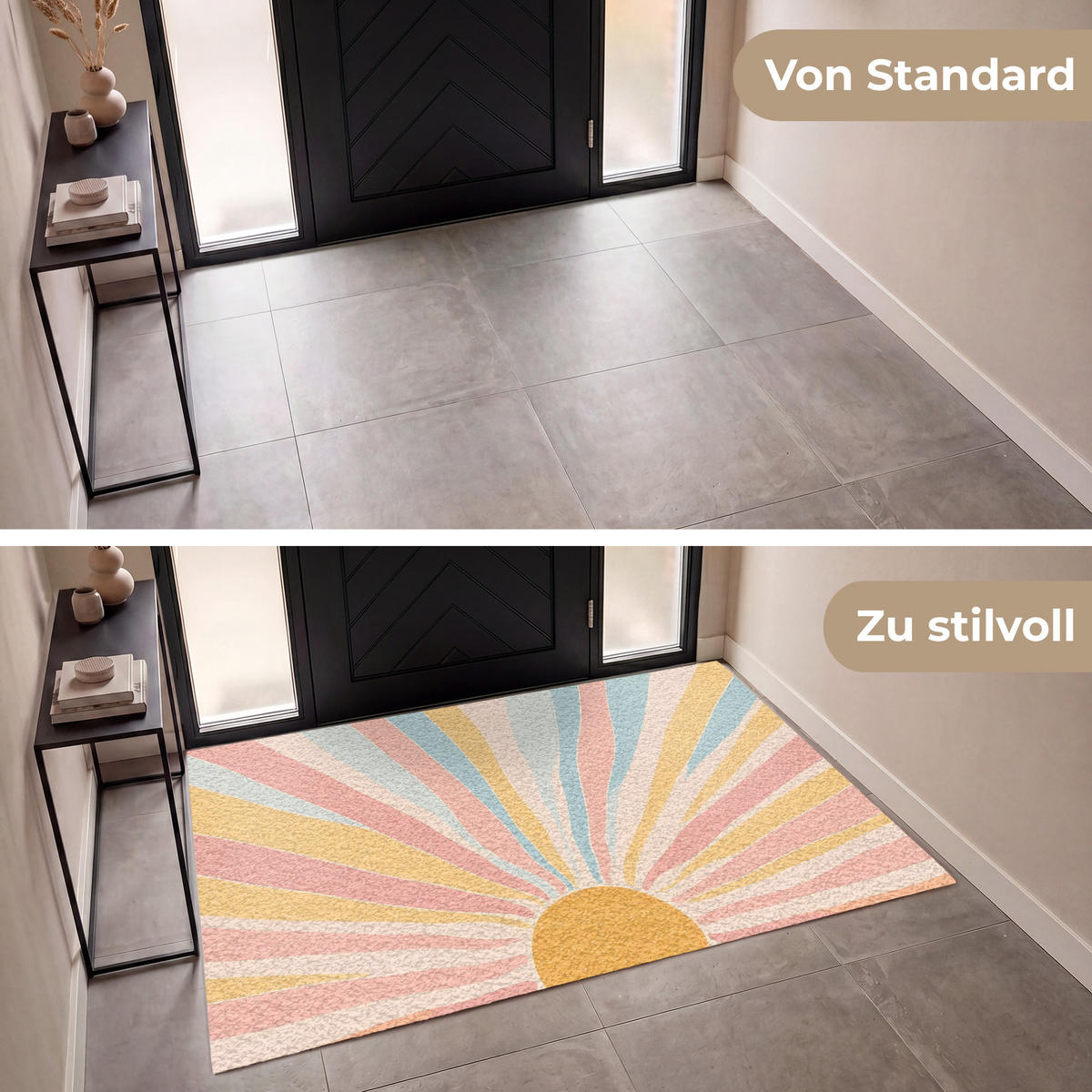 FUSSMATTE Illustration - Sonne - Pastellfarben Sauberlaufmatte 180x120 cm - Hellrosa, Kunststoff (180/120cm) - MuchoWow