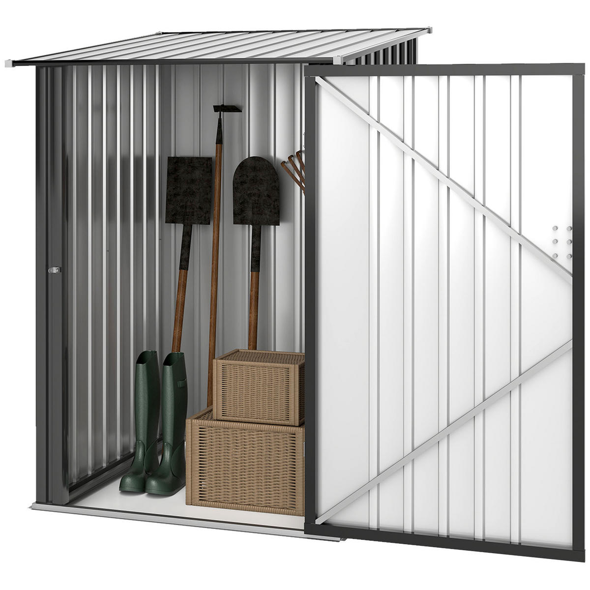 GERÄTESCHUPPEN DE-08086 mit Schrägdach, abschließbar Dunkelgrau - Dunkelgrau, Metall (100/160/103cm) - ComfortXL