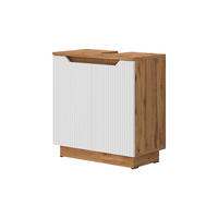 WASCHBECKENUNTERSCHRANK Lotta Eiche/weiß gestreift 59.8 x 62.1 cm mit 2 Türen - Eichefarben/Weiß, Holzwerkstoff (59.8/62.1/32cm) - Vicco