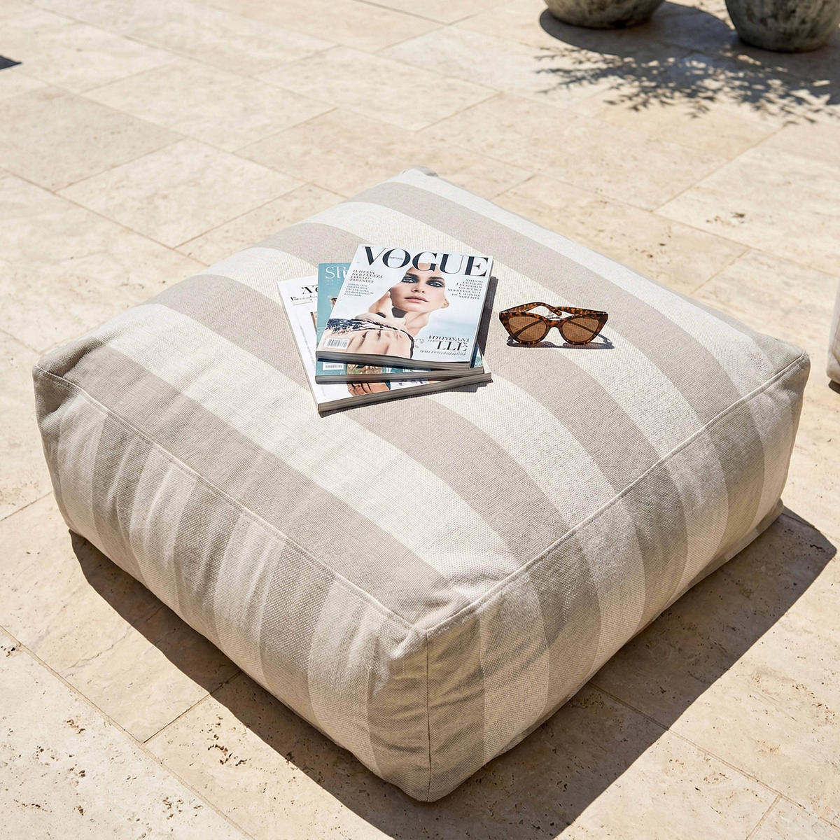OUTDOOR-SITZSACK, Beigefarbe - Beige, Textil - Oviala