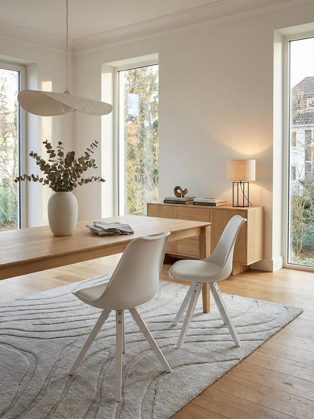 ESSZIMMERSTUHL 2er Set Kunstlederbezug mit Holzgestell Modern gepolstert, Weiß 52x49x87 cm - Weiß, Holz/Kunststoff (52/87/49cm) - KADIMA DESIGN