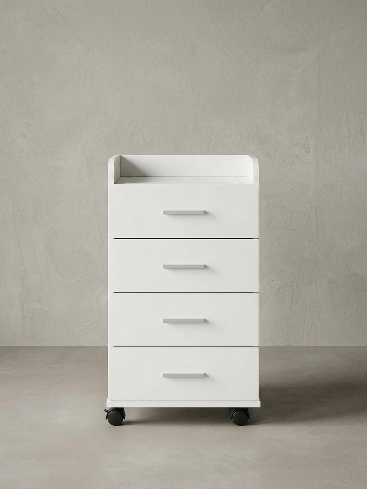 ROLLCONTAINER 4 Schubladen Ablage Melaminbeschichtet ISONZO, Weiß 40x33x71 cm - Schwarz/Weiß, Holz/Kunststoff (40/71/33cm) - KADIMA DESIGN