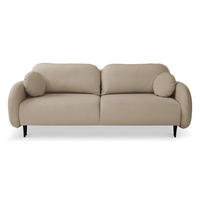 BETTSOFA AGIO Beige Plüsch-Stoff mit Schlaffunktion - Beige, Holz (232/95/109cm) - MASSENO