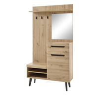 GARDEROBE Eiche Artisan, schwarz 110 cm, Kompaktgarderobe skandinavisch - Eichefarben/Schwarz, Holzwerkstoff/Metall (110/200/34cm) - Furn.Design