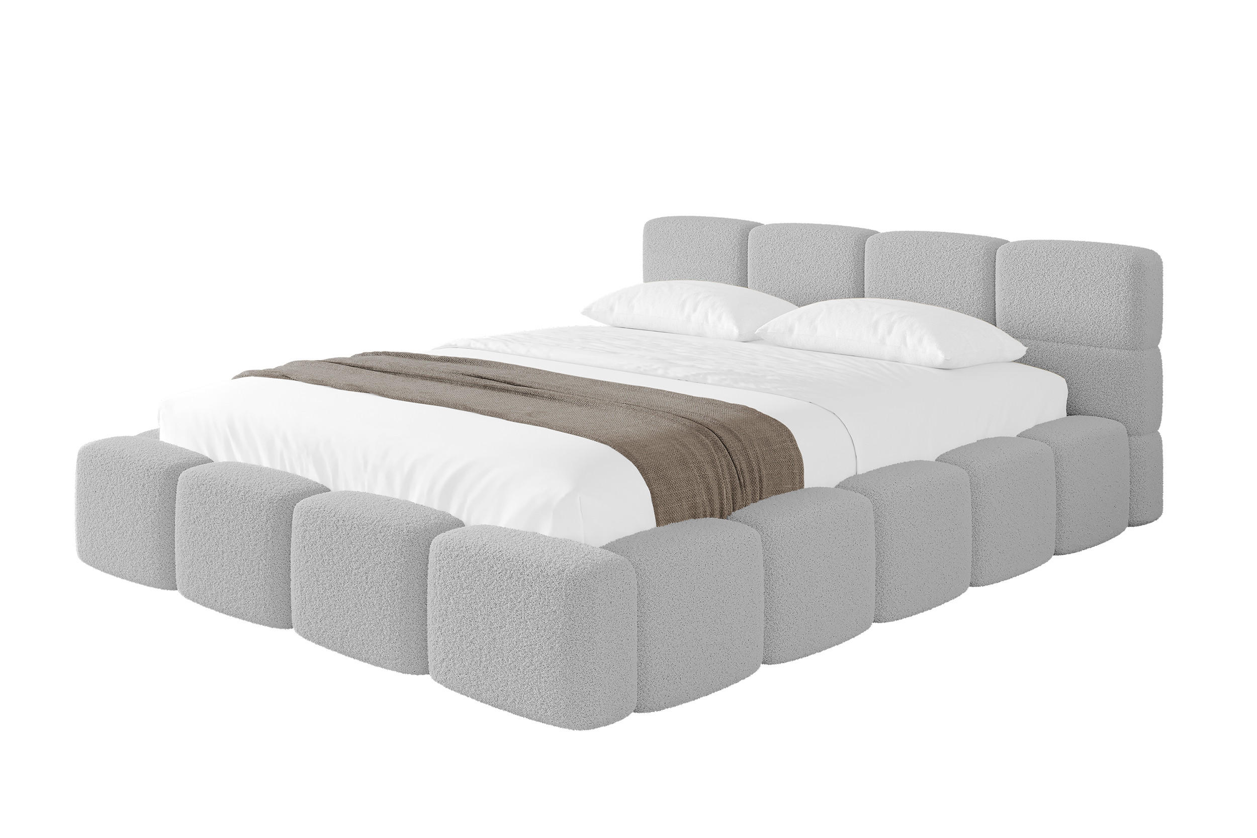 POLSTERBETT mit Bettkasten und Lattenrost, Bett mit Kopfteil, Boxbett ohne Matratze, Doppelbett mit Stauraum - NATA-v1 140x200 Hellgrau - Hellgrau, Holzwerkstoff/Textil (140/200cm) - ALTDECOR