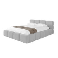 POLSTERBETT mit Bettkasten und Lattenrost, Bett mit Matratze H3/H4, Kopfteil, Boxbett, Doppelbett mit Stauraum - NATA-v1 160x200 Hellgrau - Hellgrau, Holzwerkstoff/Textil (160/200cm) - ALTDECOR