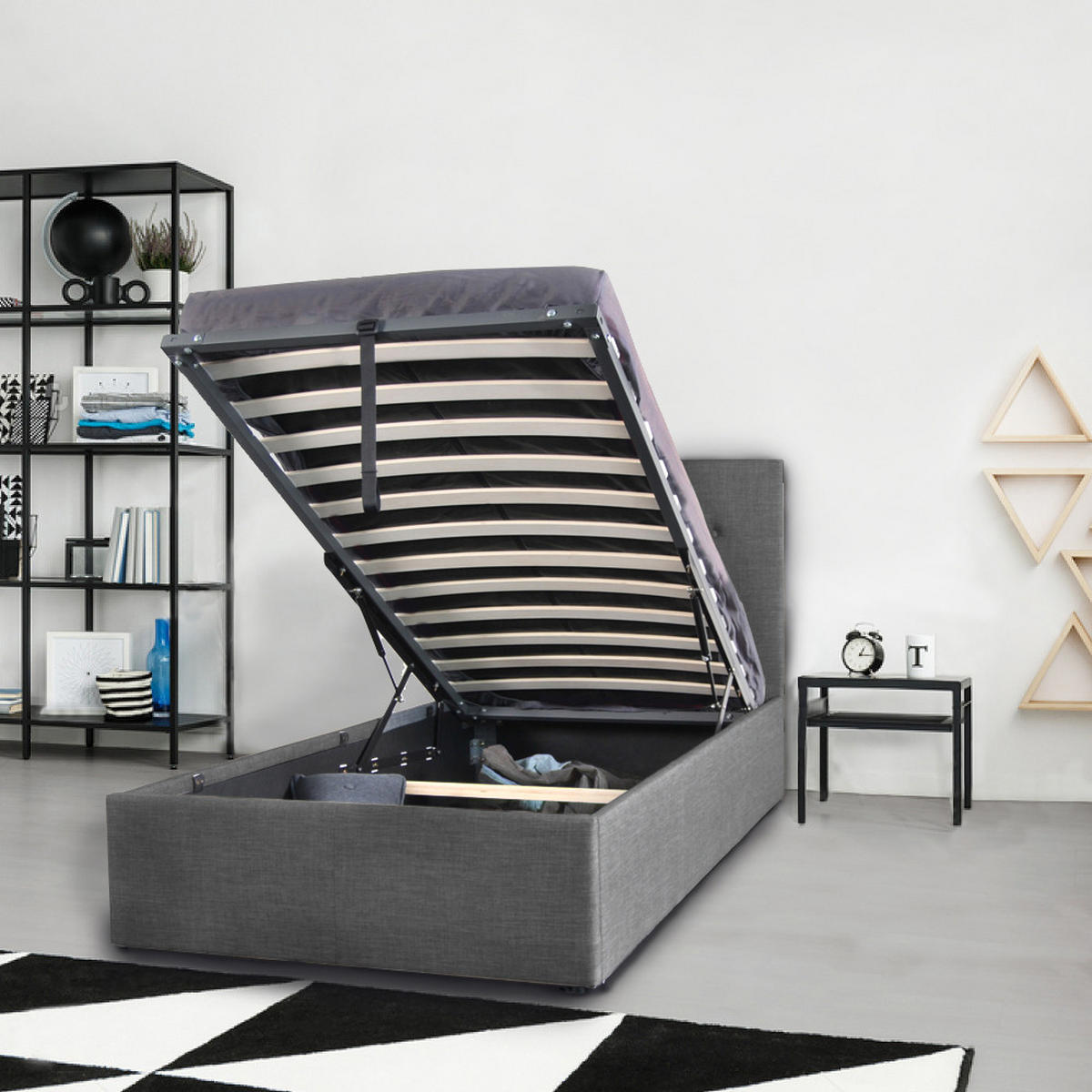 BETT PARMA mit Lattenrost 90x190 - Dunkelgrau - Dunkelgrau, Holzwerkstoff (90/190cm) - Weber Industries