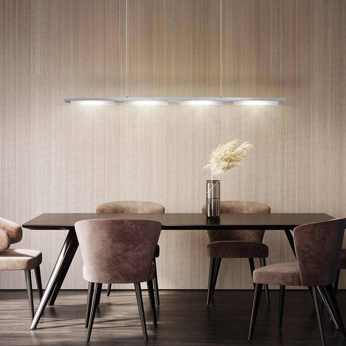 LED HÄNGELEUCHTE LAZIO Aluminium Silber - Silberfarben, Metall (93/7/120cm) - Globo Lighting