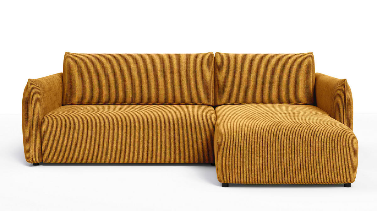 ECKSOFA TAUER 3-Sitzer links, safran - Gelb/Schwarz, Holz/Textil (248/173cm) - Courtois Laville