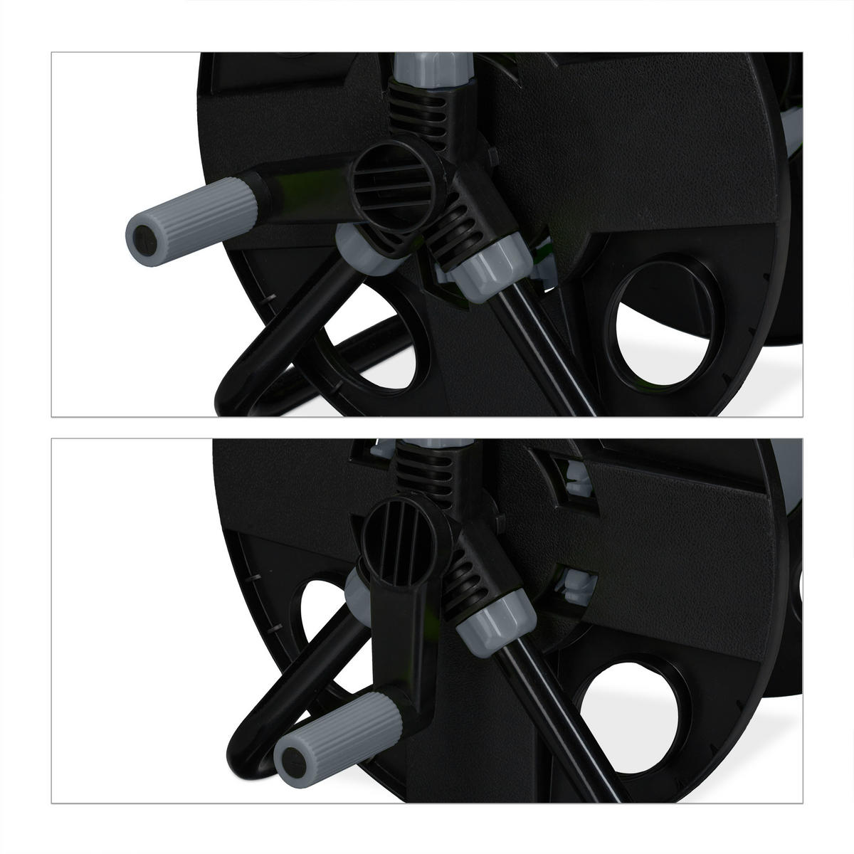 SCHLAUCHTROMMEL - Schwarz, Kunststoff/Metall (42/38/31cm) - Relaxdays