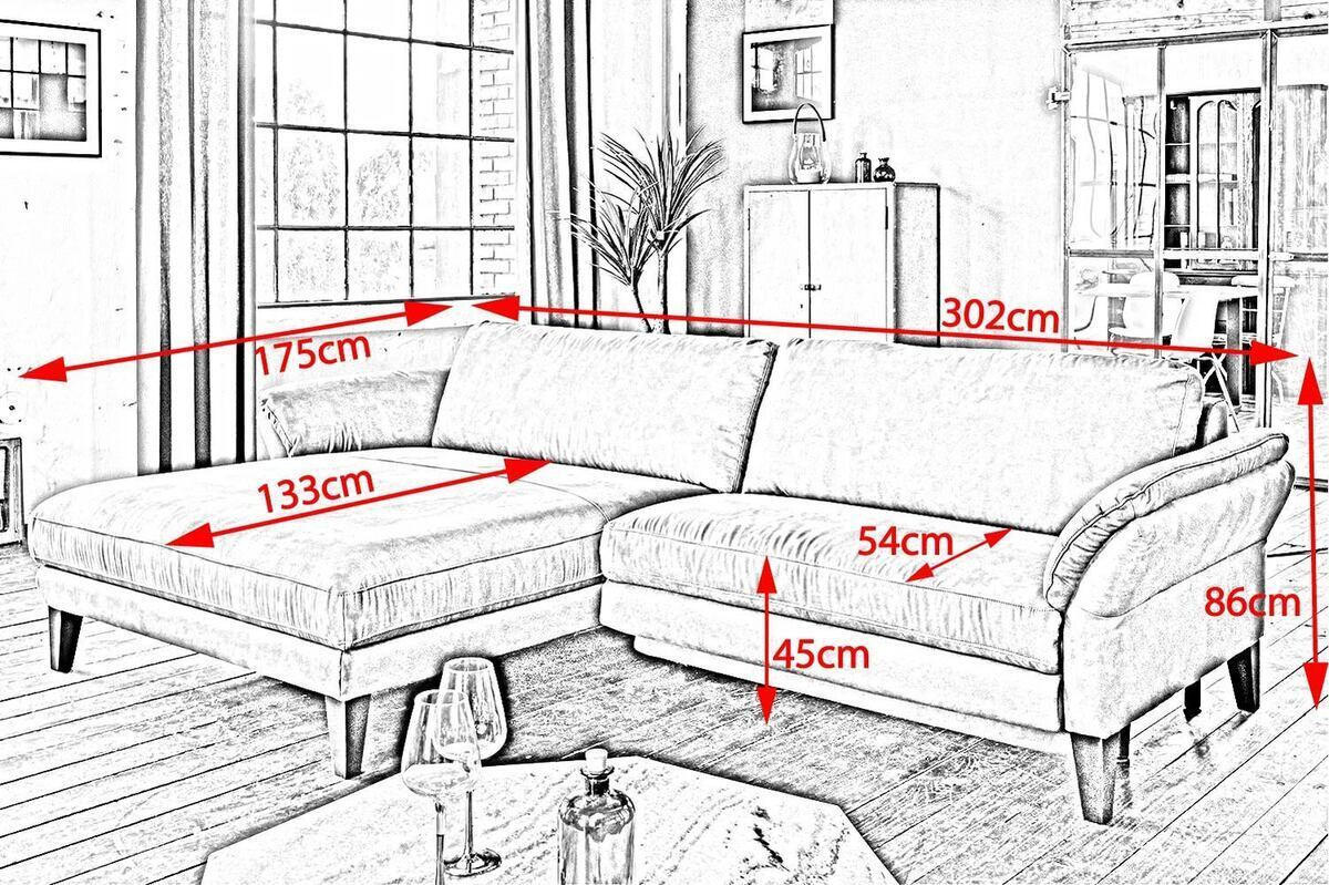 ECKSOFA MIT MOTORISCHER RELAXFUNKTION MALTA Grau Webstoff - Schwarz/Grau, Buchenholz/Textil (302/175cm) - KAWOLA