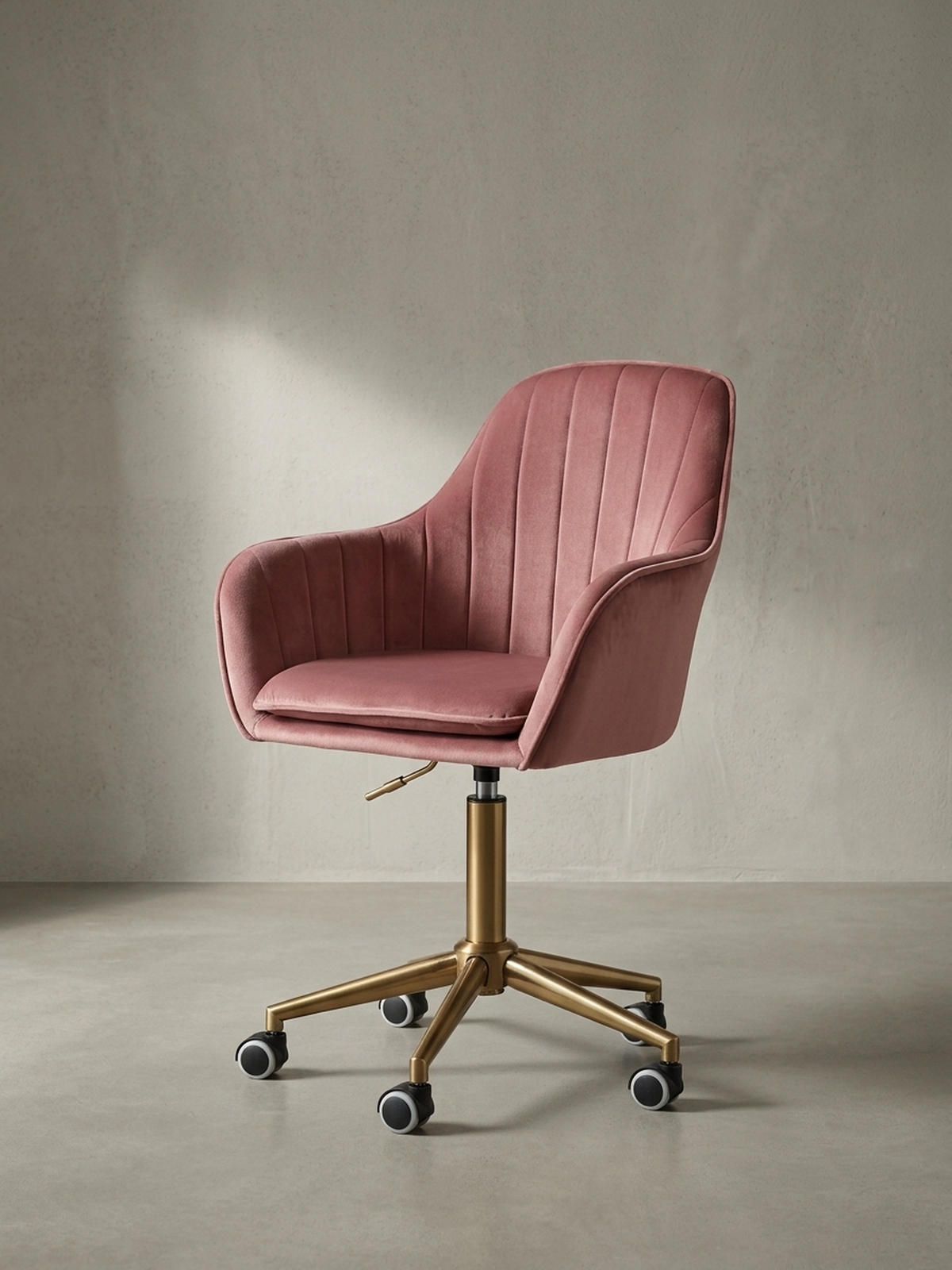 SCHALENSTUHL Samt mit Metallfußkreuz und 360° Drehfunktion SANDRA, Rosa 54x52x105 cm - Pink/Goldfarben, Textil/Metall (54/105/52cm) - KADIMA DESIGN