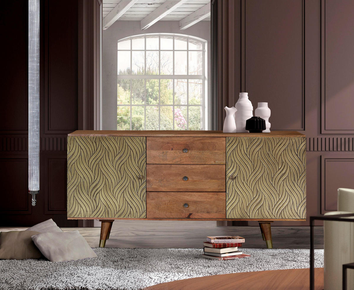 SIDEBOARD aus Mangoholz und Bronze - Braun, Holz (40/78/160cm) - Giner y Colomer