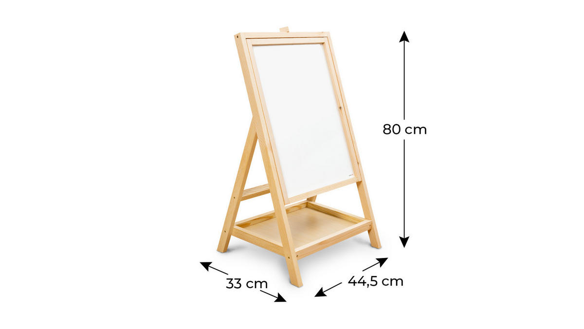 DREHBARE Holztafel für Kinder, zum Zeichnen, magnetisch, Höhe 80 cm - Weiß, Metall (79/44.5/2cm) - ALLboards