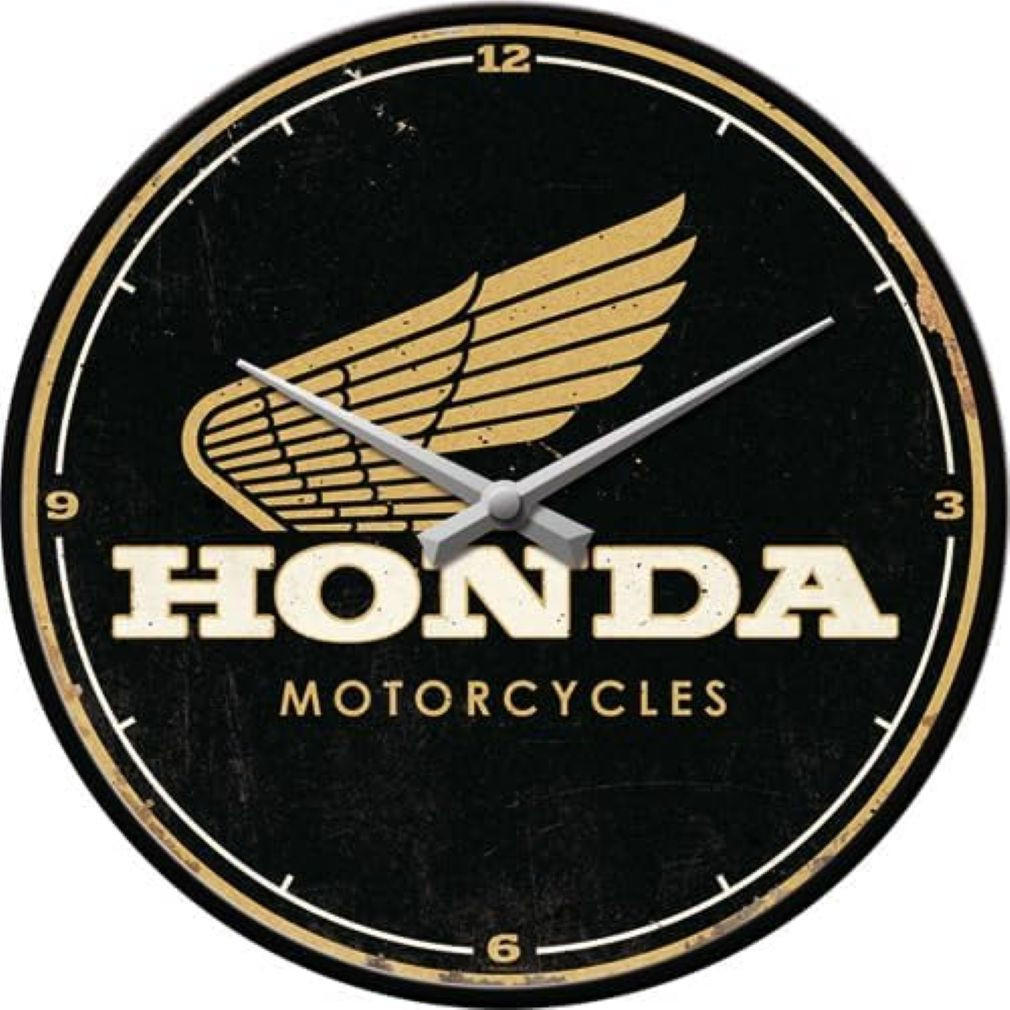 WANDUHR 31 cm Honda MC Motorcycles - Schwarz, Metall (31/31/5cm) - Nostalgic-Art