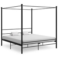 HIMMELBETT Schwarz Metall 180/200 Cm - Schwarz, Holz (180/200cm) - vidaXL
