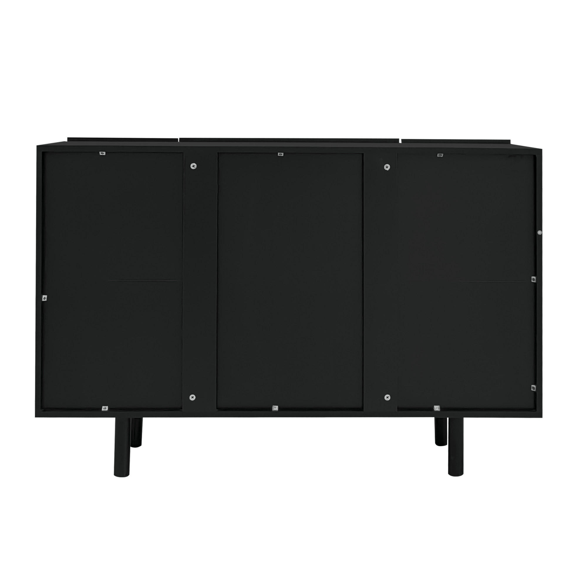 SIDEBOARD 120/37,5/80,8 cm in Schwarz mit 4 Türen und tropfenförmiger Front - Schwarz, Holzwerkstoff (120/37.5/80.8cm) - BEAOK