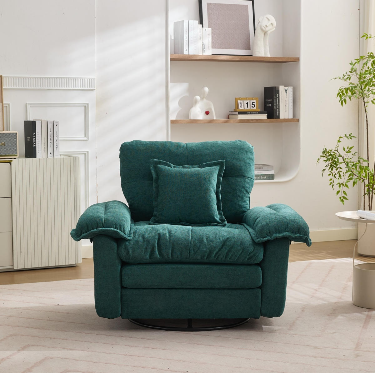 SESSEL in Grün mit 360°-Drehfunktion aus Chenille,84/116/96 cm - Grün, Textil (84/96/116cm) - Flora Grace