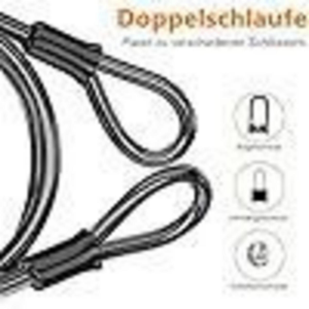 FAHRRADSCHLOSS-SET mit Stahlkabel und 4-stelligem Zahlenschloss Schwarz - Schwarz, Metall (12.7/1/120cm)