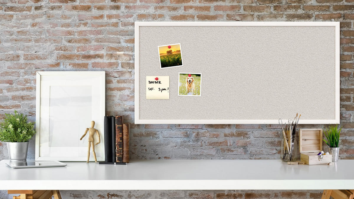 PINNWAND, Korktafel in weiß, 80x40 cm, Holzrahmen - weiß lackiert - Weiß, Holz (80/40/1.5cm) - ALLboards