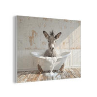 AKUSTIKPANEEL Esel - Tiere - Badewanne - Schaumstoff 100x70 cm - Weiß, Textil (100/0.9/70cm) - MuchoWow