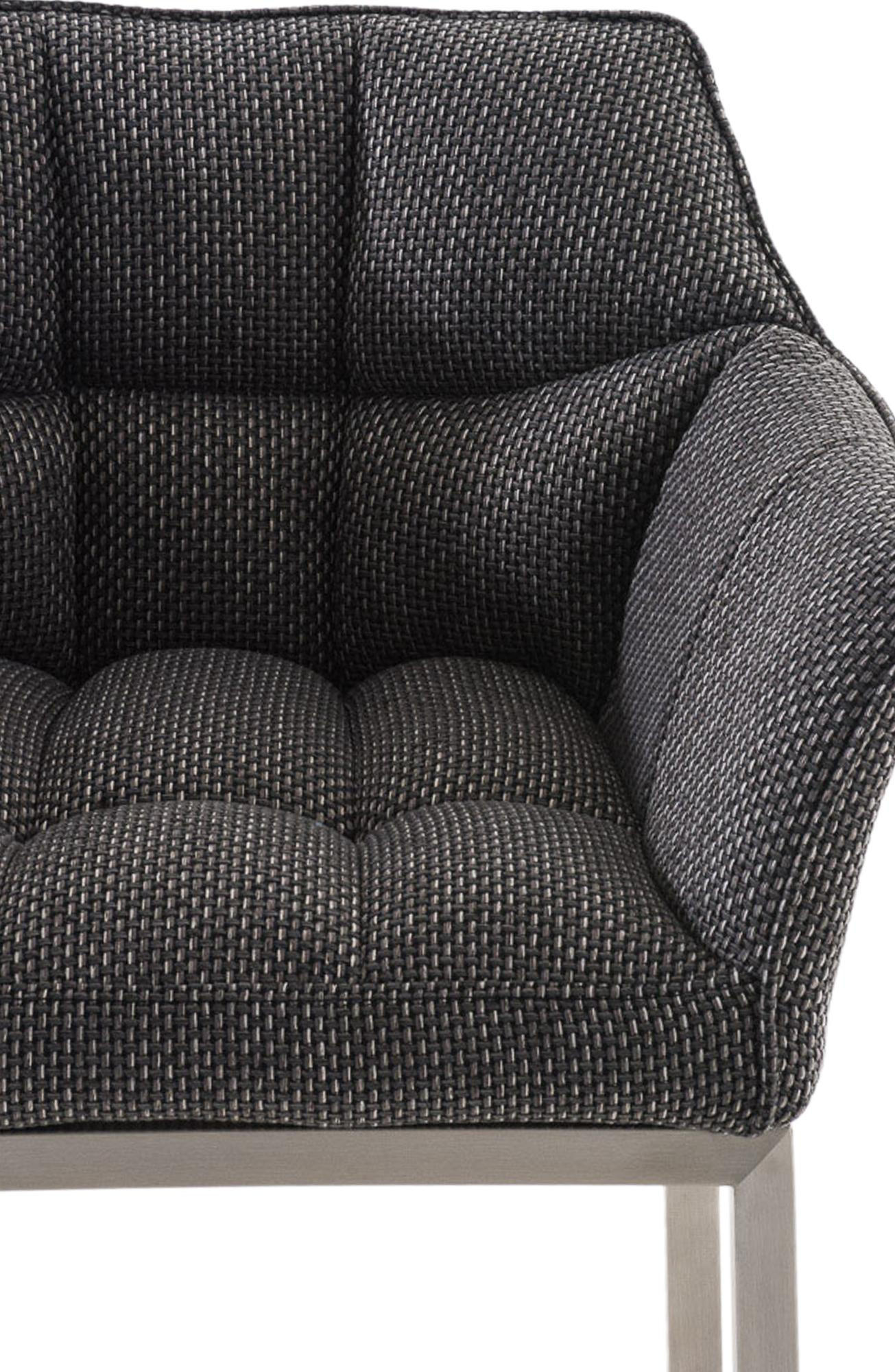 BARHOCKER Stoff titangrau - Edelstahlfarben/Graubraun, Textil/Metall (64/110/48cm) - CLP