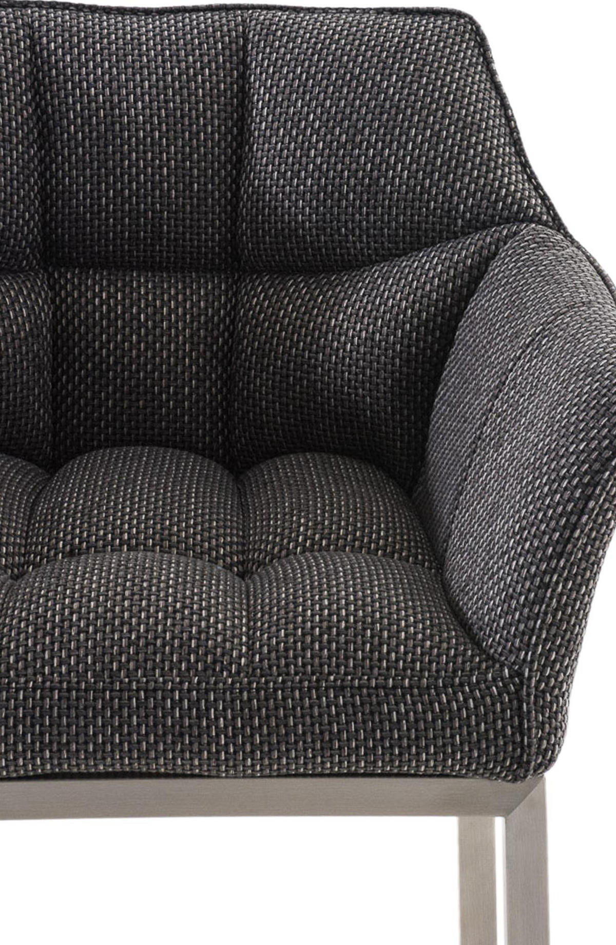 BARHOCKER 2er Set Stoff titangrau - Edelstahlfarben/Graubraun, Textil/Metall (64/110/48cm) - CLP