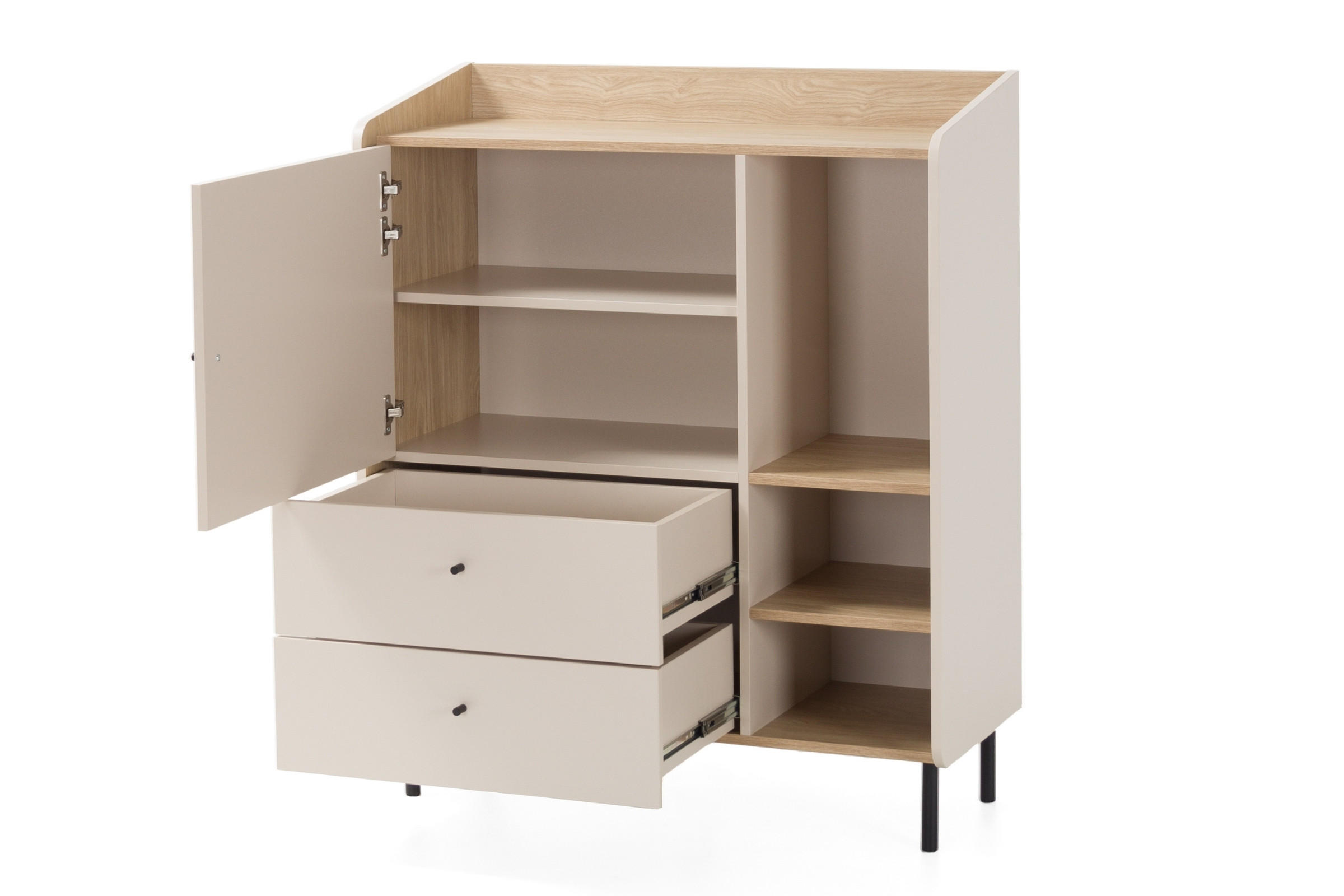 KINDERKOMMODE ALBI 09 95/42/115 in Sandbeige / Geölte Eiche - Eichefarben/Beige, Holzwerkstoff (95/115/42cm) - Deine Möbel 24