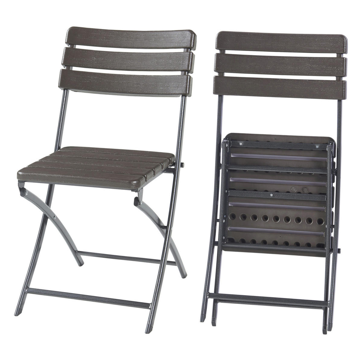 KLAPPSTUHL-SET 2 TLG. Lillestrøm - Dunkelbraun, Kunststoff/Metall (46/81/58cm) - [en.casa]