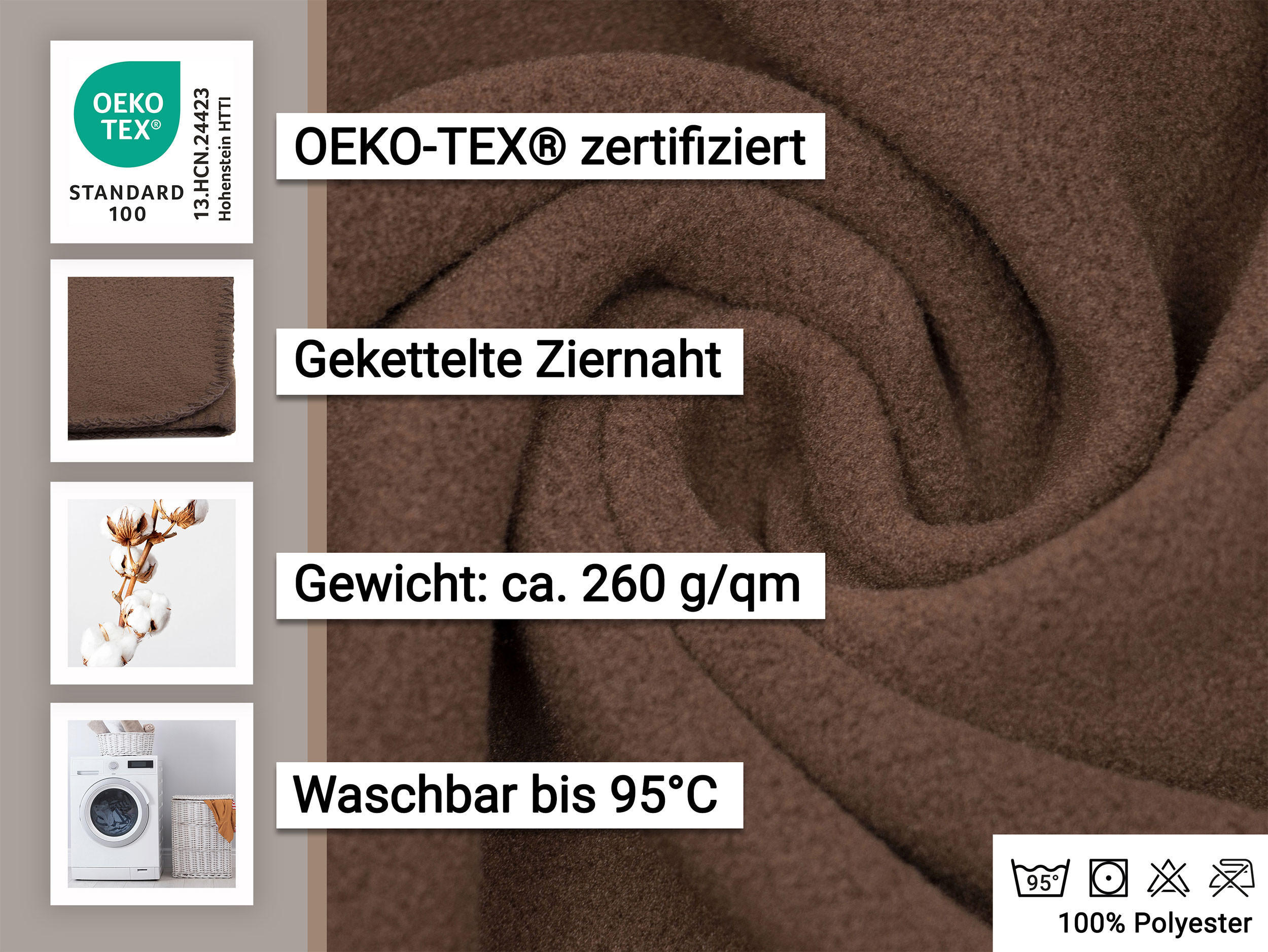 KUSCHELDECKE, 130x170 cm, 100% Polyester, Braun - Braun, Textil (130/170cm) - Zollner