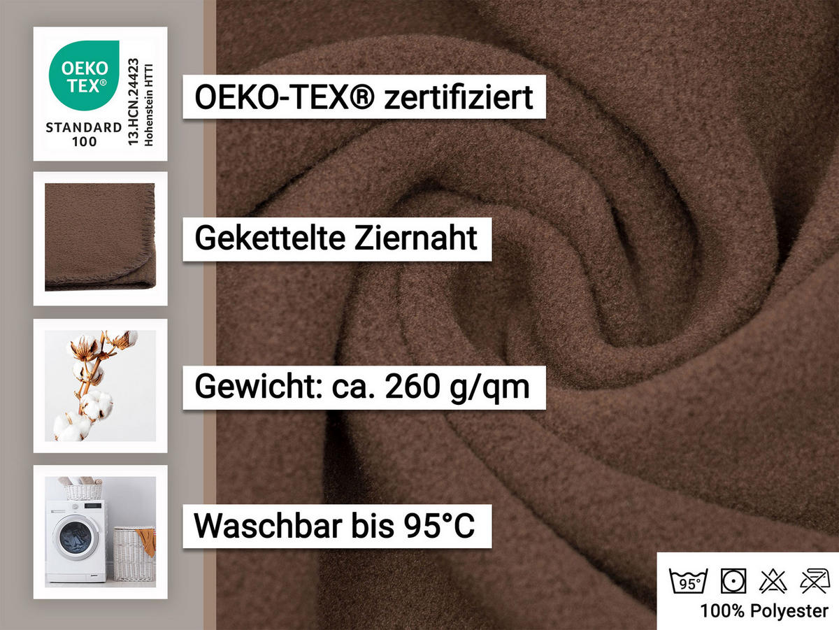 KUSCHELDECKE, 130x170 cm, 100% Polyester, Braun - Braun, Textil (130/170cm) - Zollner