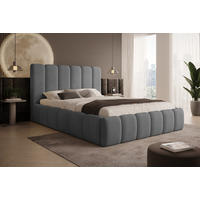 POLSTERBETT Vilo 200x200 mit Bettkasten und Stabilem Metallgestell - Grau, Textil (200/200cm) - Storez24