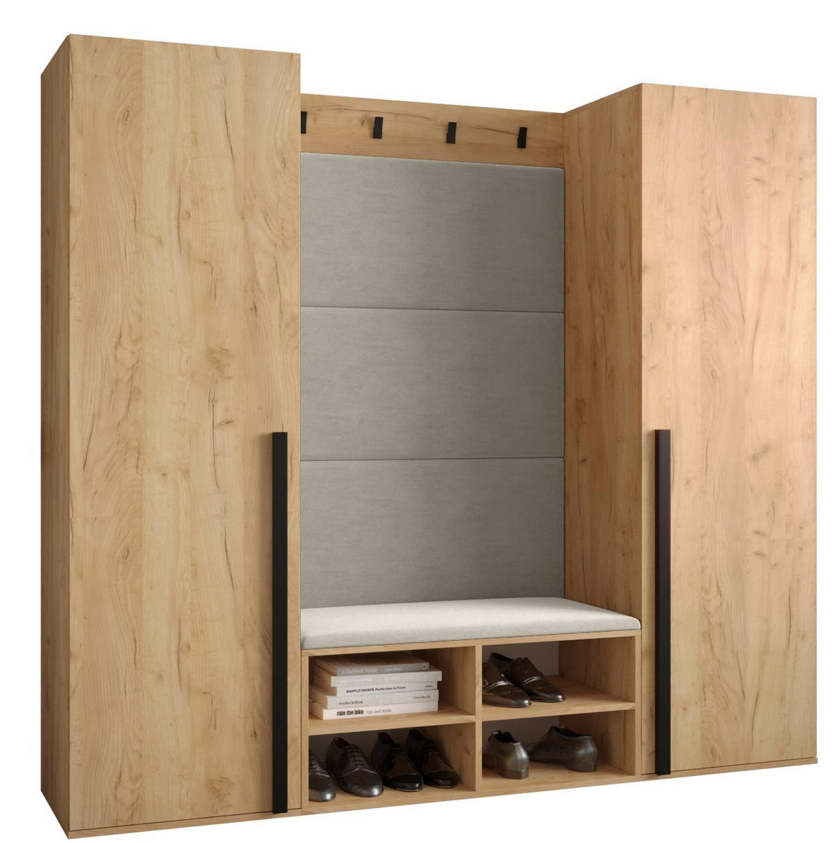 GARDEROBEN-SET 184/184/42 - Eichefarben/Creme, Holz/Kunststoff (184/184/42cm) - MÖBEL KRYSPOL