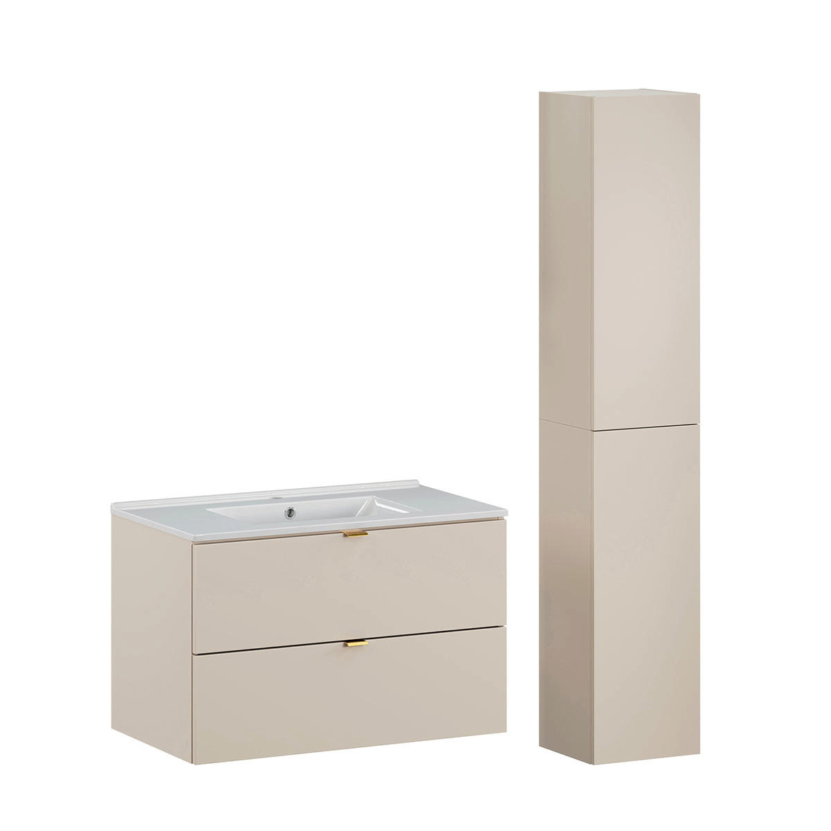 BADMÖBEL 80cm Azel 2er-Set Kaschmir - Beige, Holzwerkstoff (80/50/46cm) - Petits-meubles