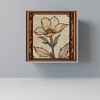 SIDEBOARD TIMELESS FLORA, Grau, 57,5x42x57,5 cm, Ohne Füße - Multicolor/Grau, Holzwerkstoff (57.5/57.5/42cm) - SpaceRebels