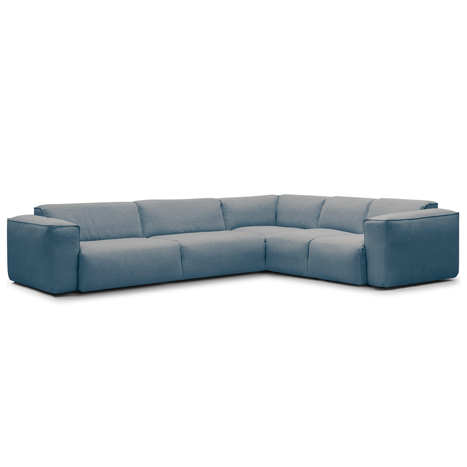 ECKSOFA mit Rundecke - Blaugrau/Schwarz, Kunststoff/Textil (325/260cm) - home24